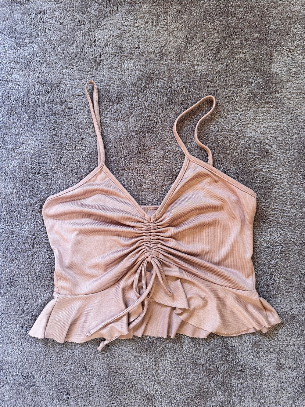 Final Touch Blush Ruched Tie-Front Cami